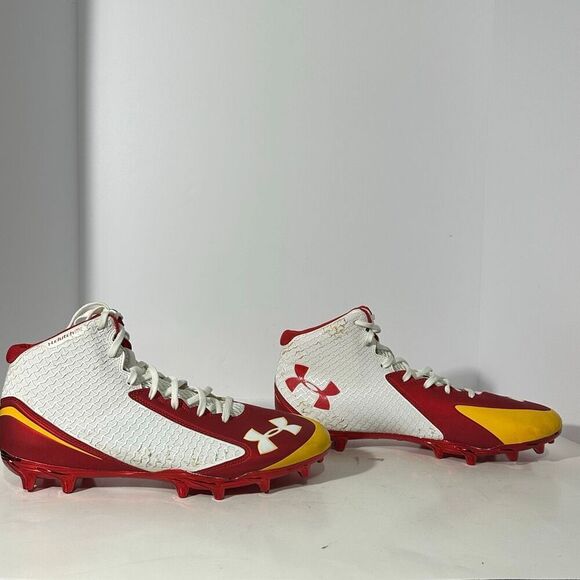 Under Armour Highlight 2 MC Knit Men’s Football Cleats Red, White, & Yellow Colo - Picture 6 of 15